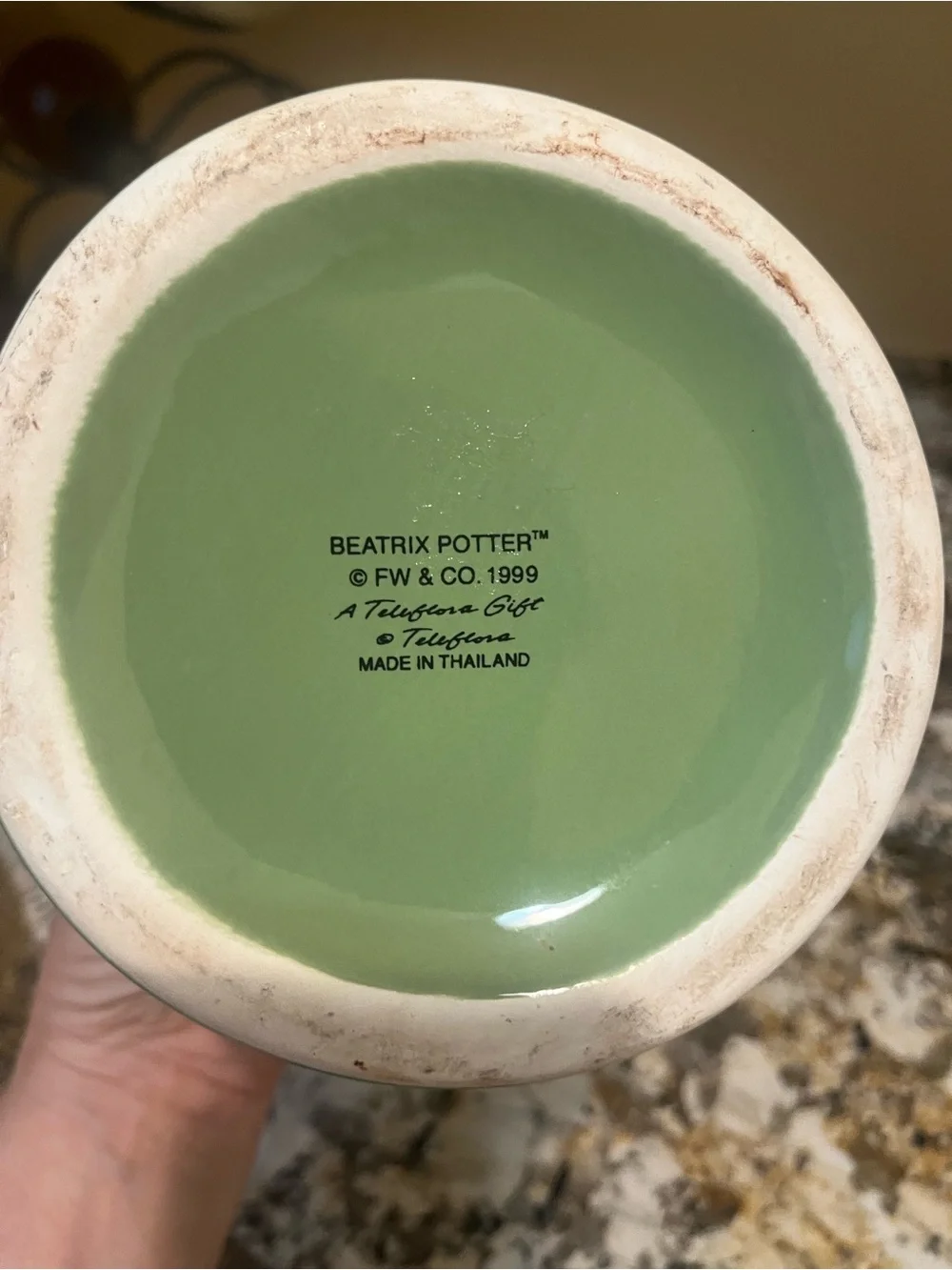 Vintage Beatrix Potter Teleflora Bunny Watering Can Planter with Peter Rabbit